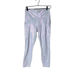Fabletics Women size M Pureluxe Holographic Leggings w/Pockets‎ Mermaid Fairy